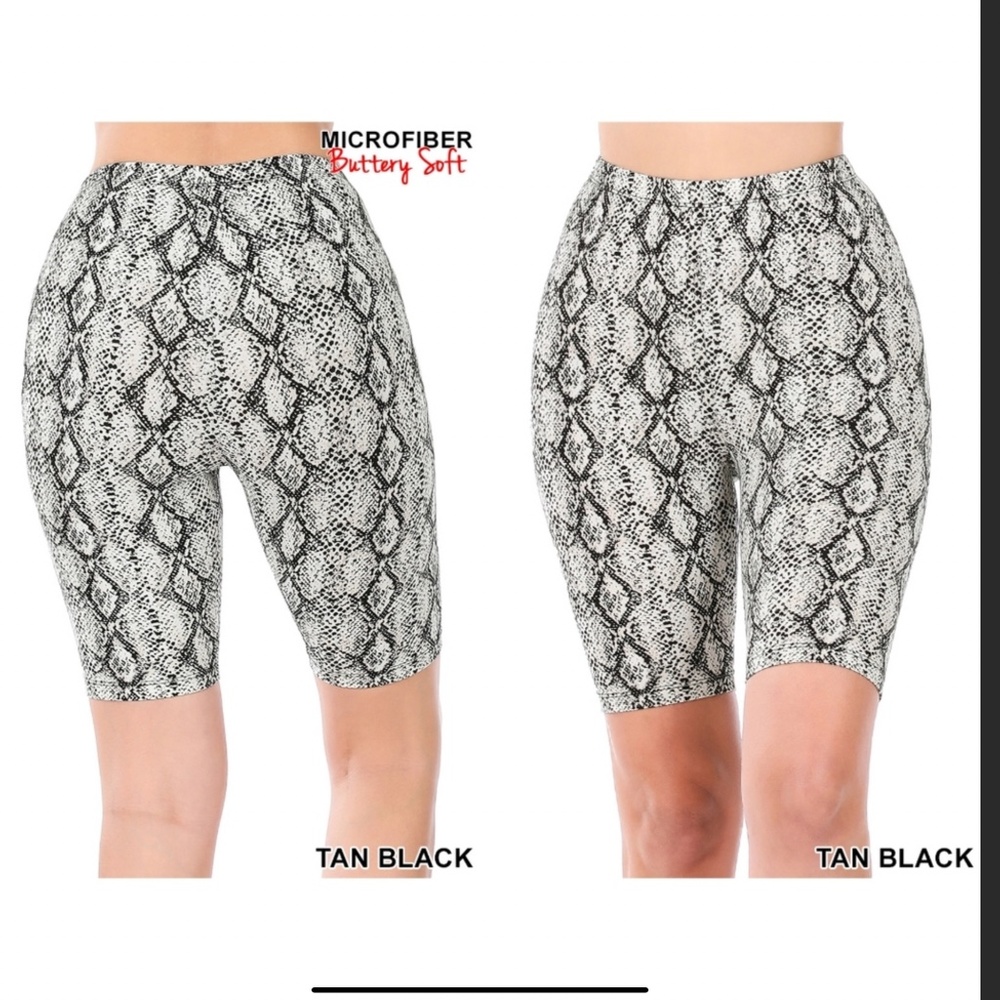 Snake Print Biker Shorts Brushed Microfiber & Poly Spandex